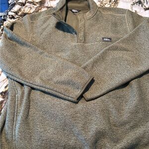 Eddie Bauer Olive Green Snap-Front Fleece Pullover
